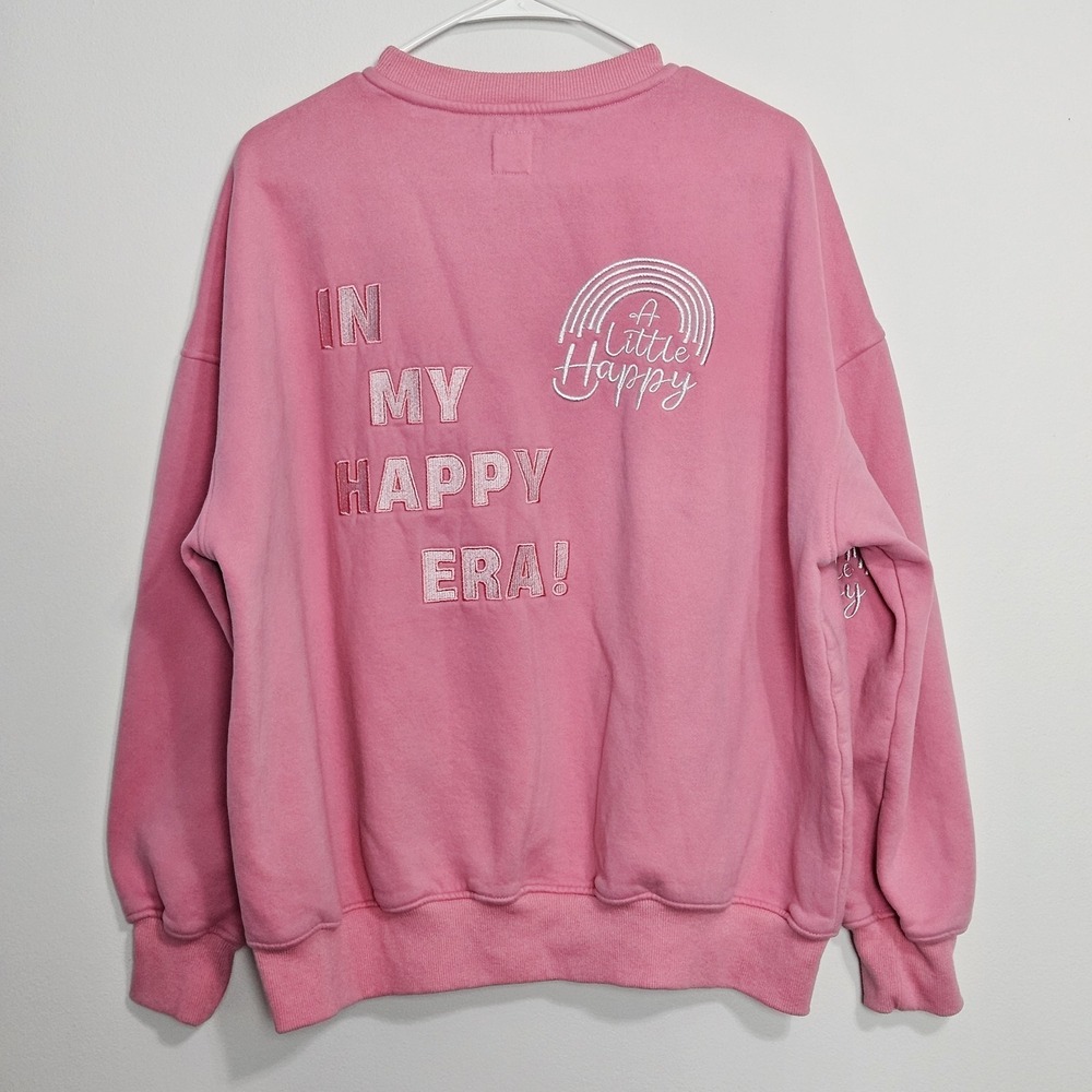 Sun Kissed Coconut Womens Sweatshirt Sz M Pink Crewneck Embroidered Happy Era - Picture 2 of 9